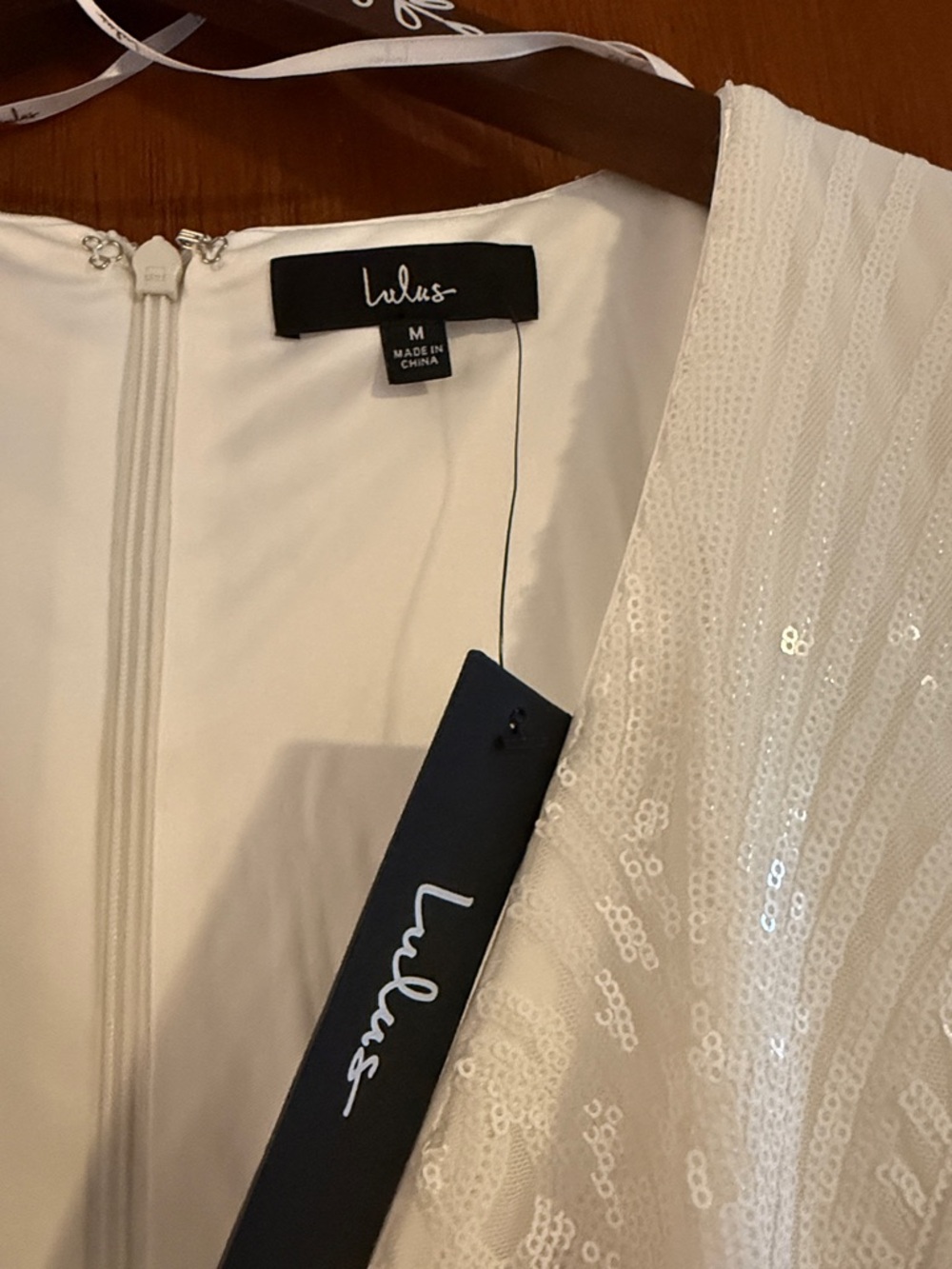 NWT Lulu’s White Sequin Bridal Jumpsuit - M - Picture 2 of 4